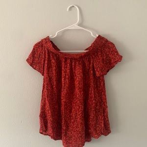 Old Navy floral print off the shoulder crinkle crepe blouse